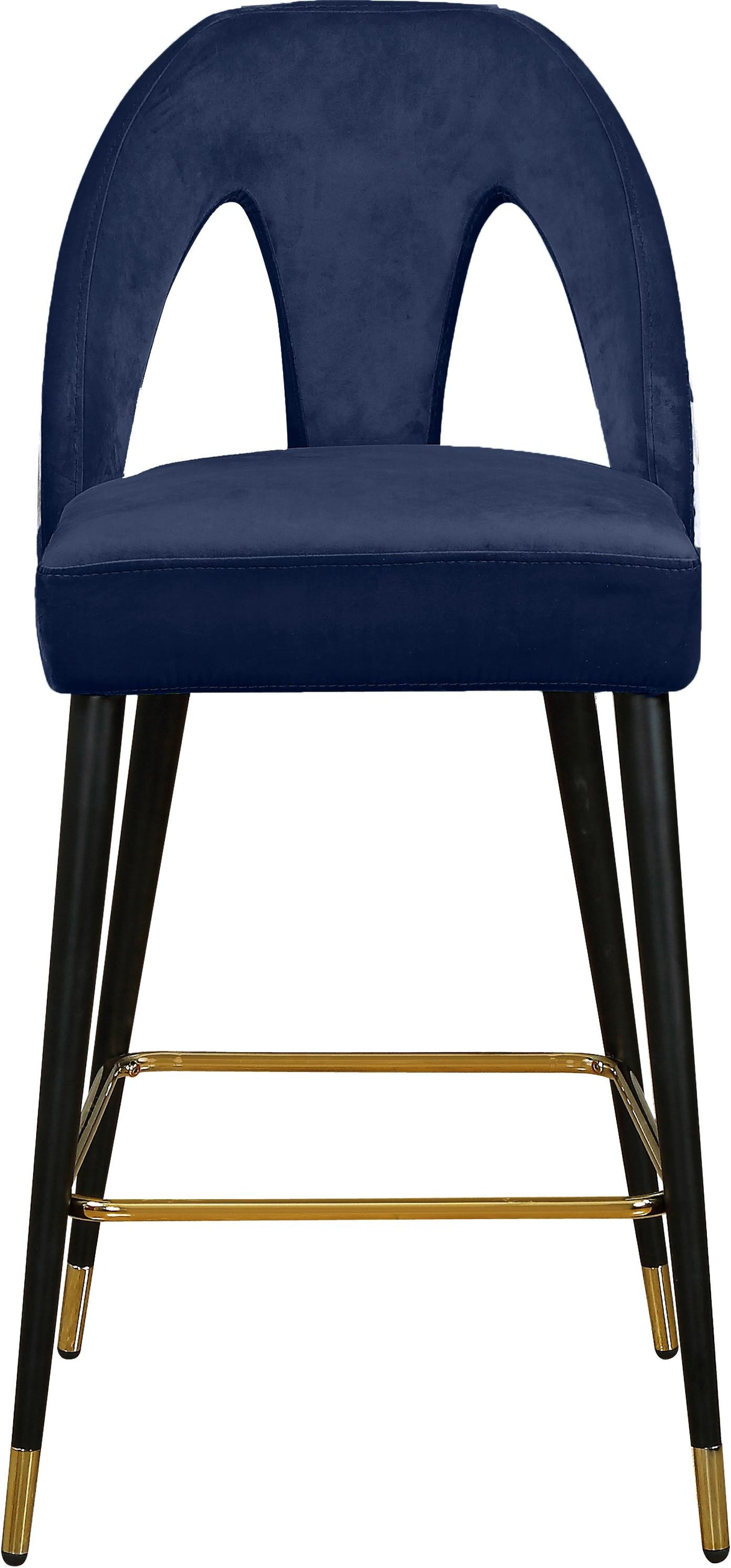 Akoya Navy Velvet Stool - galleria furniture outlet