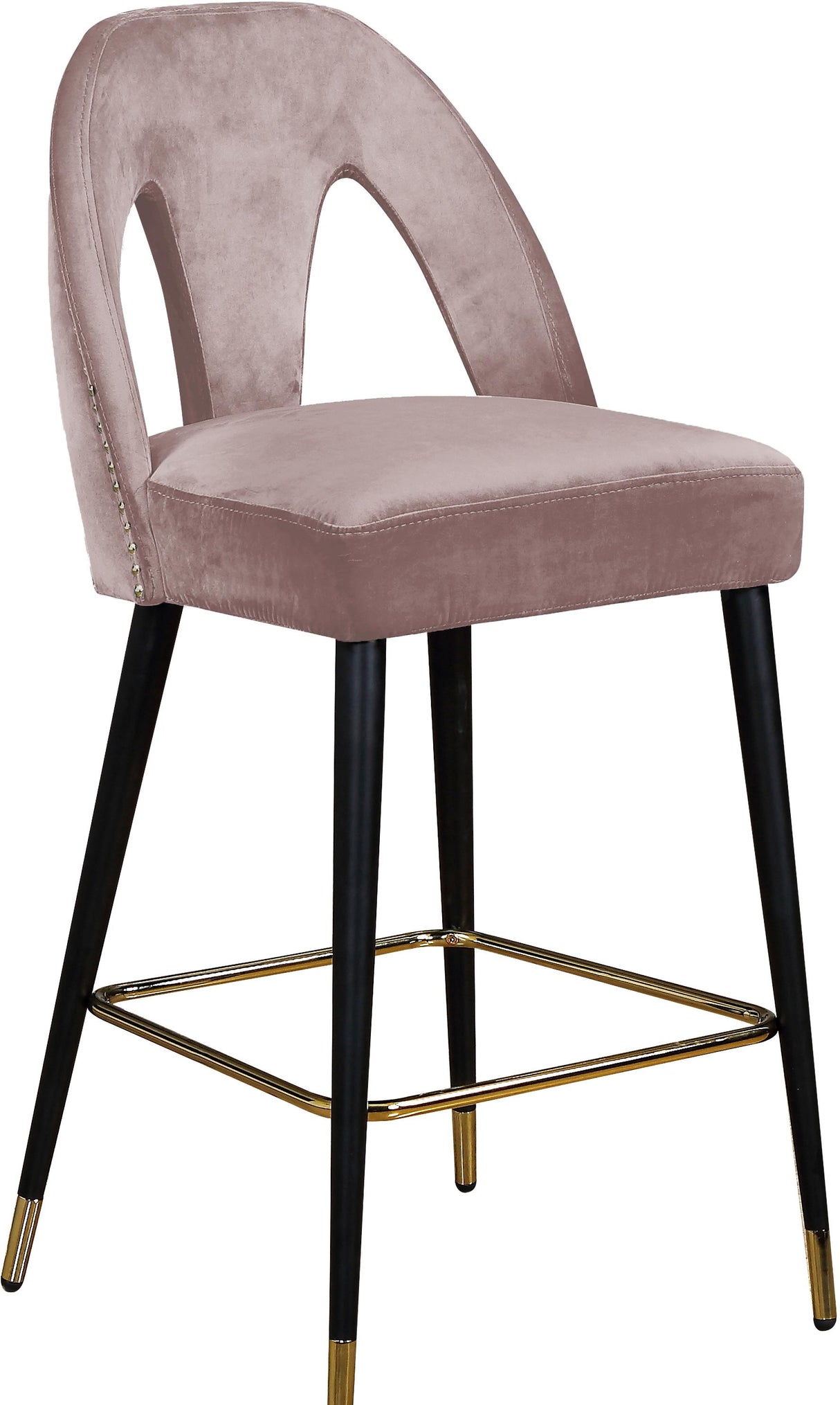 Akoya Pink Velvet Stool - galleria furniture outlet