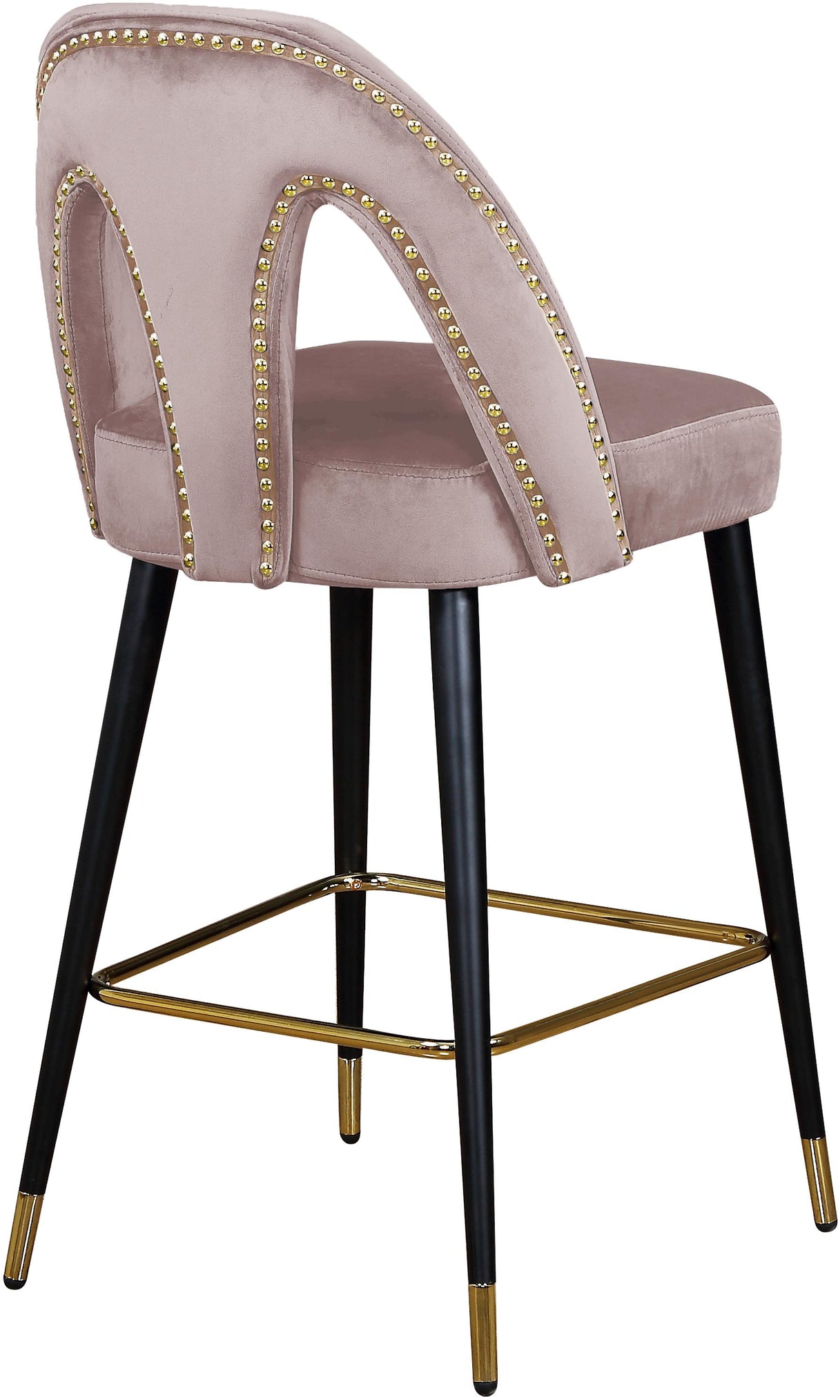Akoya Pink Velvet Stool - galleria furniture outlet