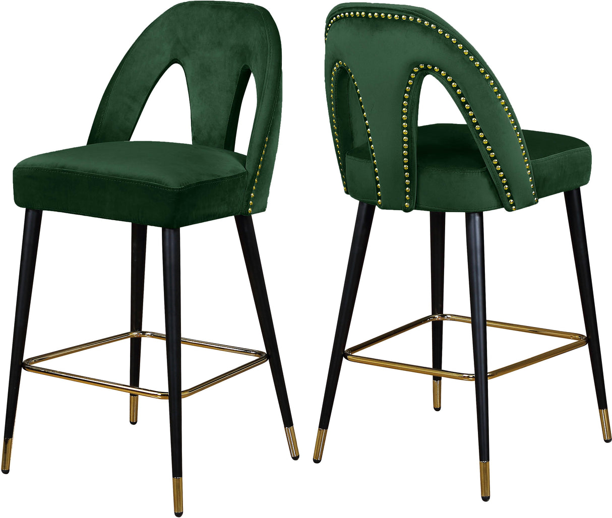 Akoya Green Velvet Stool - galleria furniture outlet