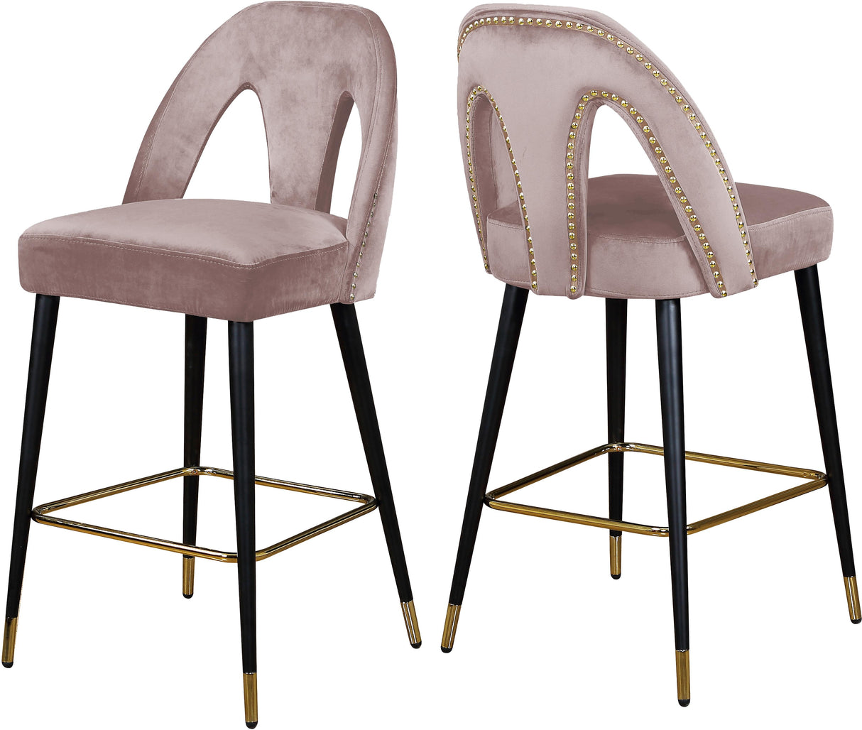 Akoya Pink Velvet Stool - galleria furniture outlet