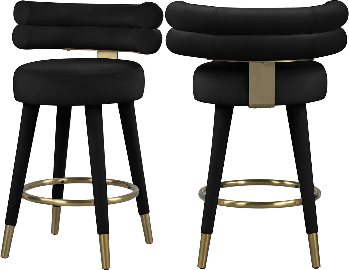Fitzroy Black Velvet Counter Stool - galleria furniture outlet