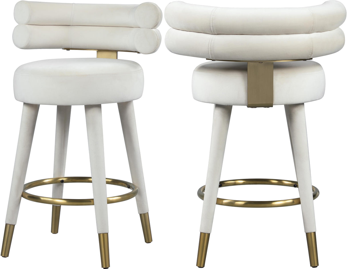 Fitzroy Cream Velvet Counter Stool - galleria furniture outlet