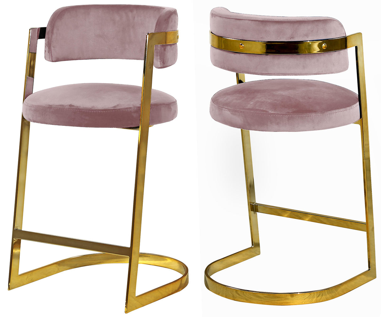 Stephanie Pink Velvet Stool