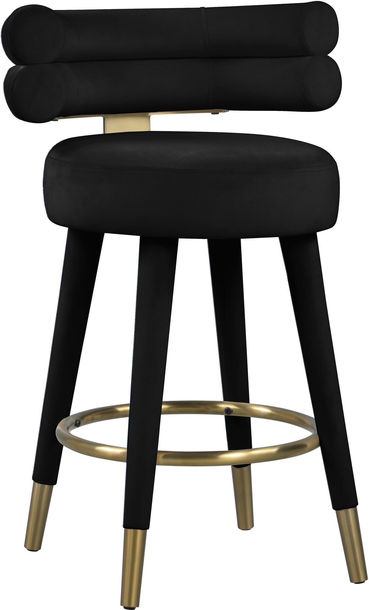 Fitzroy Black Velvet Counter Stool - galleria furniture outlet