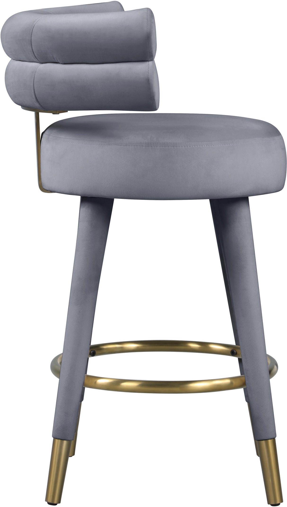 Fitzroy Grey Velvet Counter Stool - galleria furniture outlet