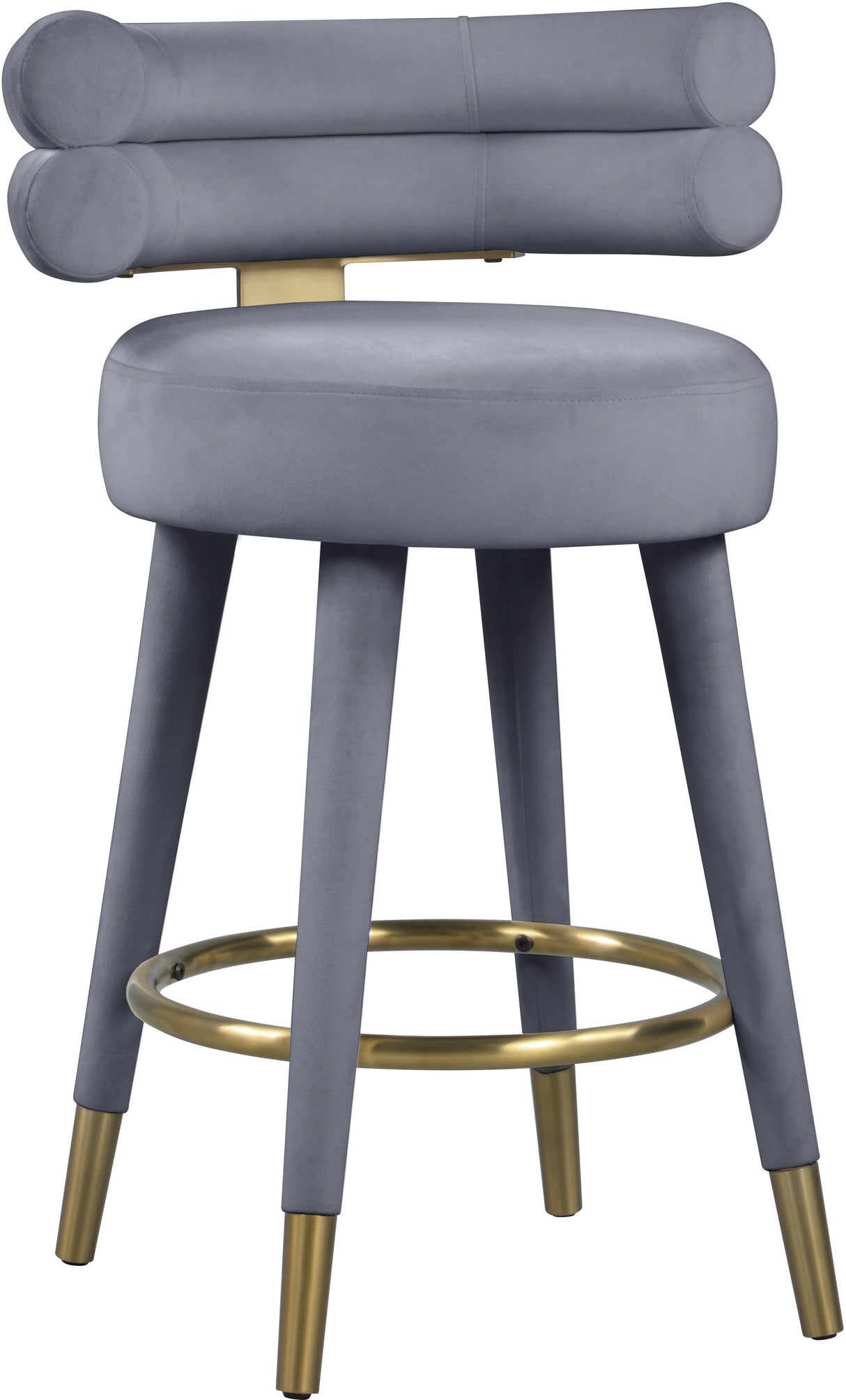 Fitzroy Grey Velvet Counter Stool - galleria furniture outlet