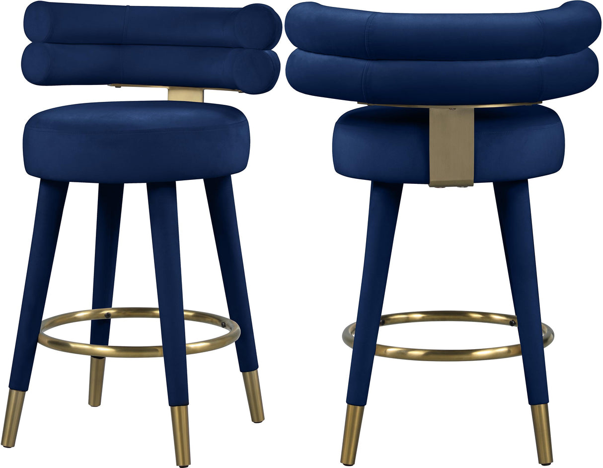 Fitzroy Navy Velvet Counter Stool - galleria furniture outlet