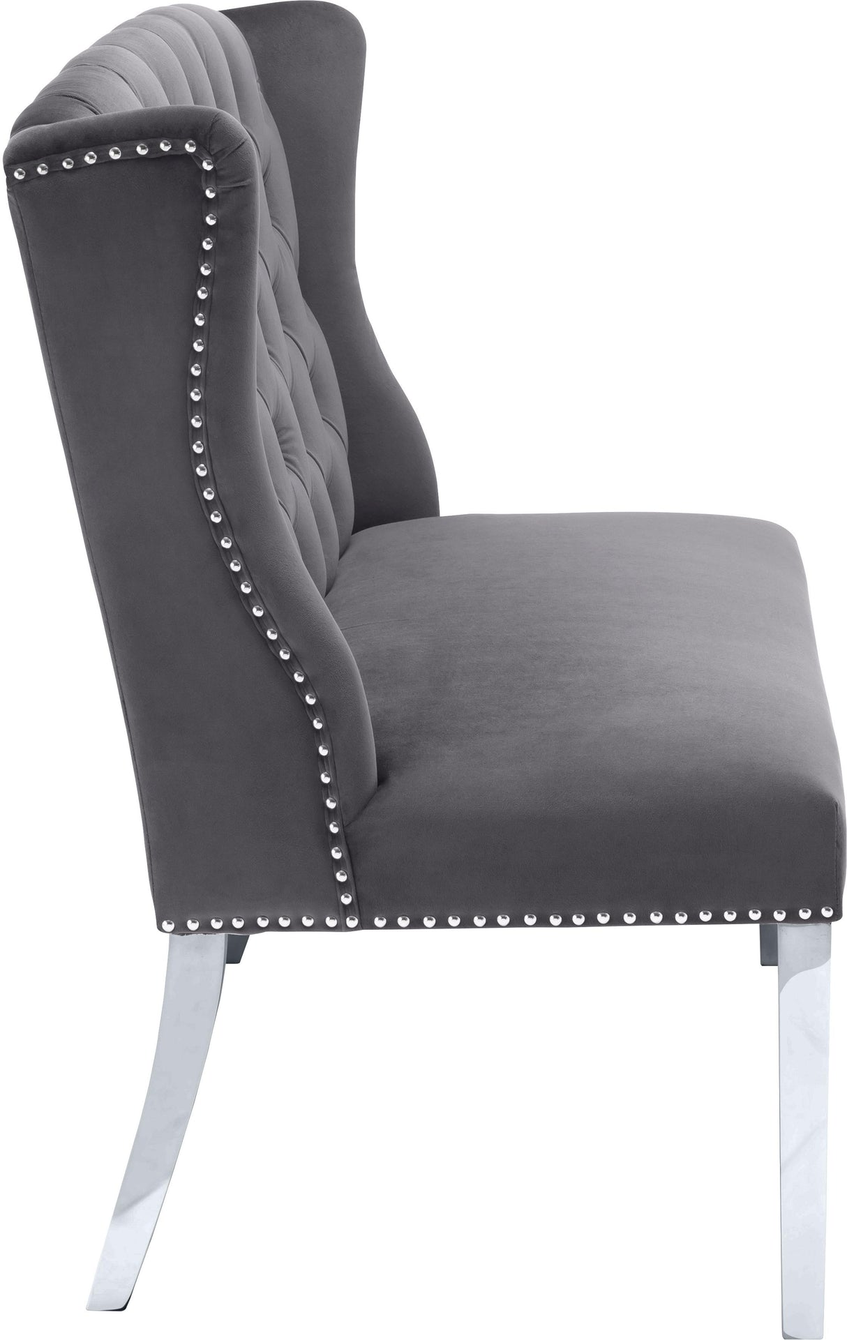 Suri Grey Velvet Settee Bench - galleria furniture outlet