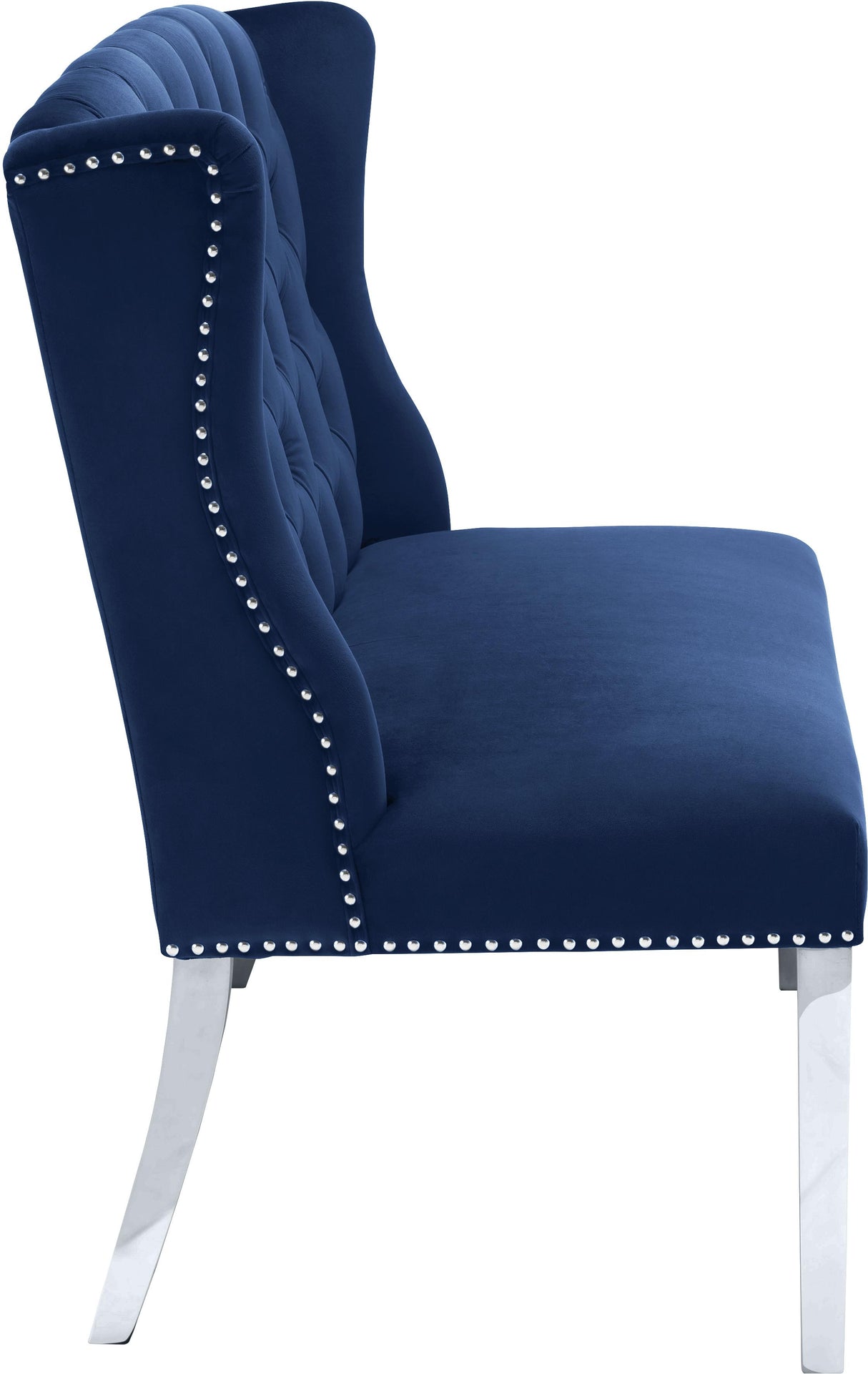 Suri Navy Velvet Settee Bench - galleria furniture outlet
