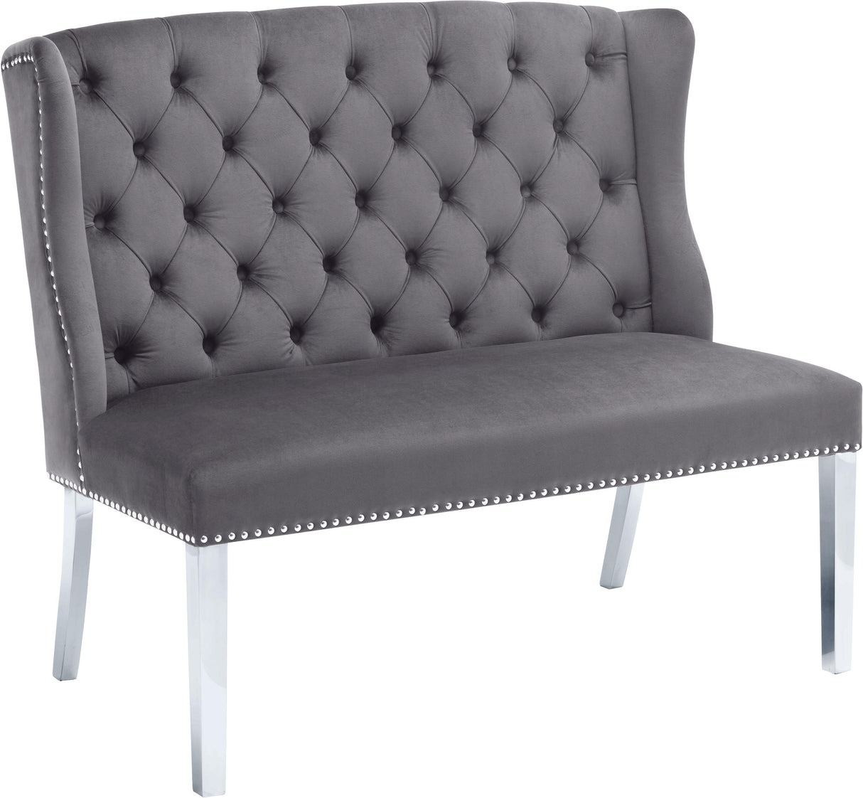 Suri Grey Velvet Settee Bench - galleria furniture outlet