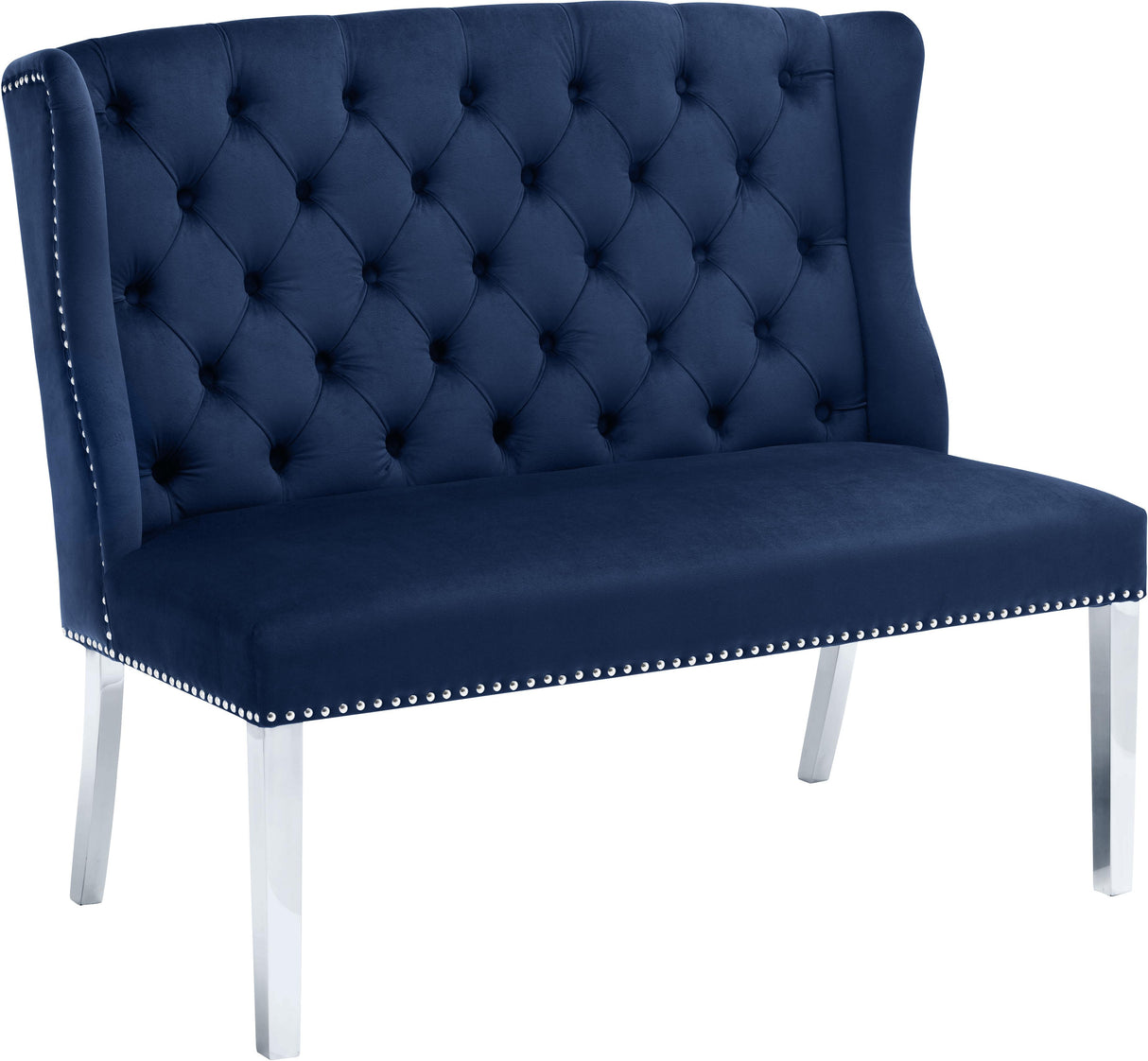 Suri Navy Velvet Settee Bench - galleria furniture outlet
