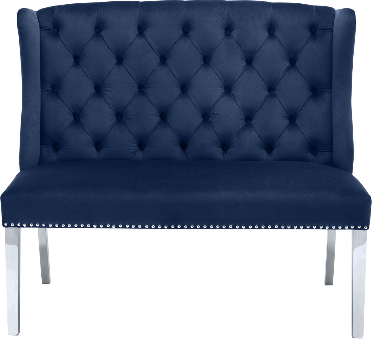 Suri Navy Velvet Settee Bench - galleria furniture outlet