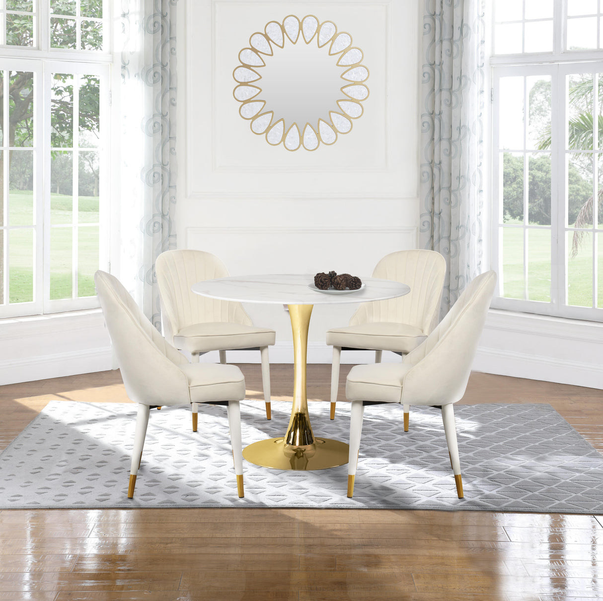 Belle Cream Velvet Dining Chair - galleria furniture outlet