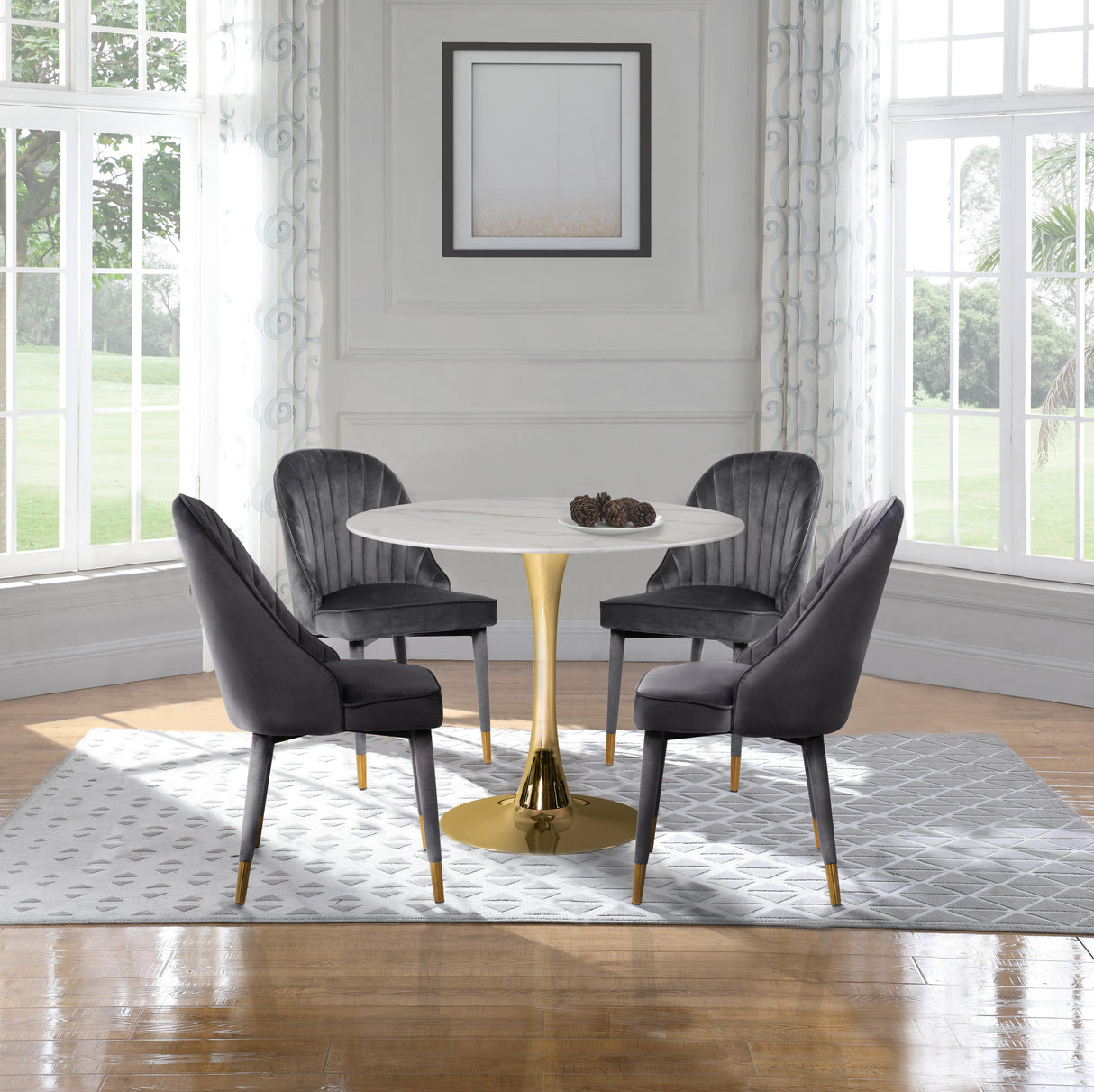 Belle Grey Velvet Dining Chair - galleria furniture outlet