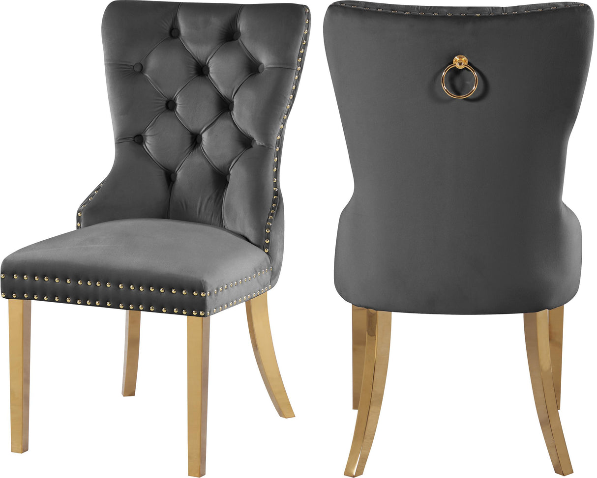 Carmen Grey Velvet Dining Chairs (2) - galleria furniture outlet