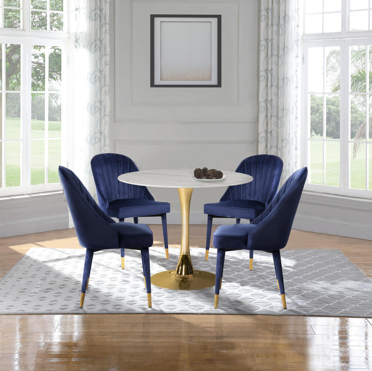 Belle Navy Velvet Dining Chair - galleria furniture outlet