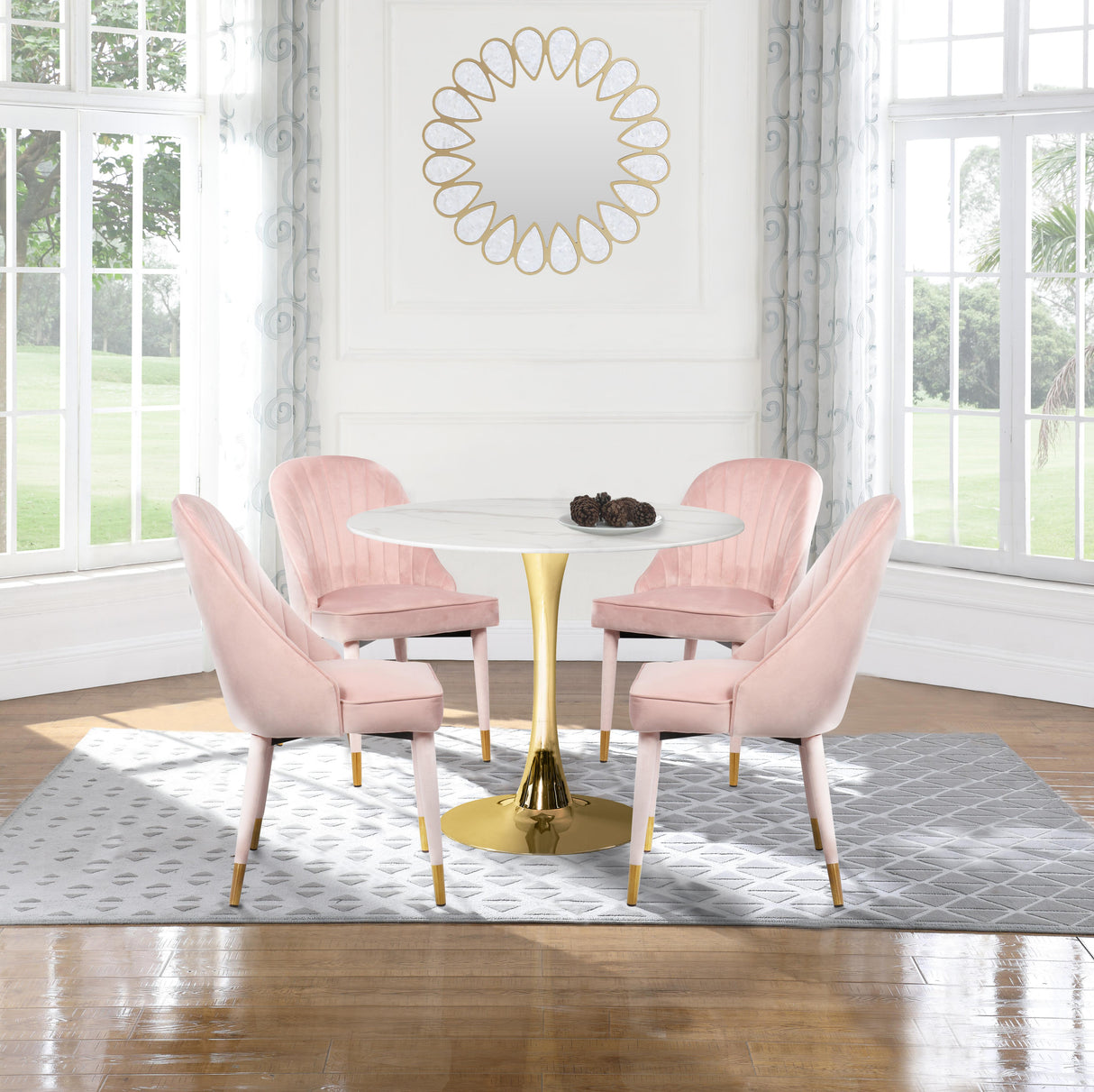 Belle Pink Velvet Dining Chair - galleria furniture outlet