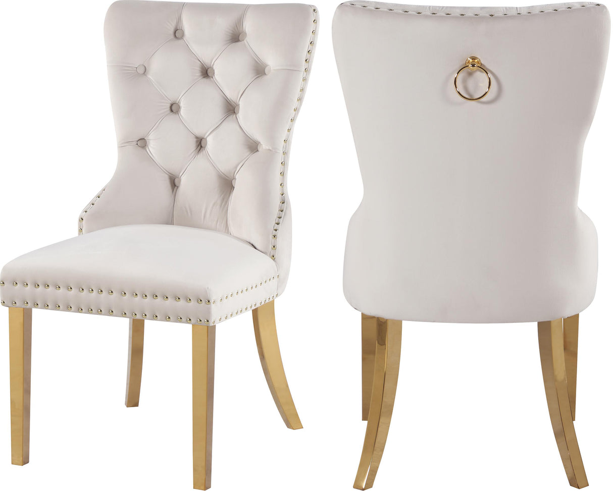Carmen Cream Velvet Dining Chairs (2) - galleria furniture outlet