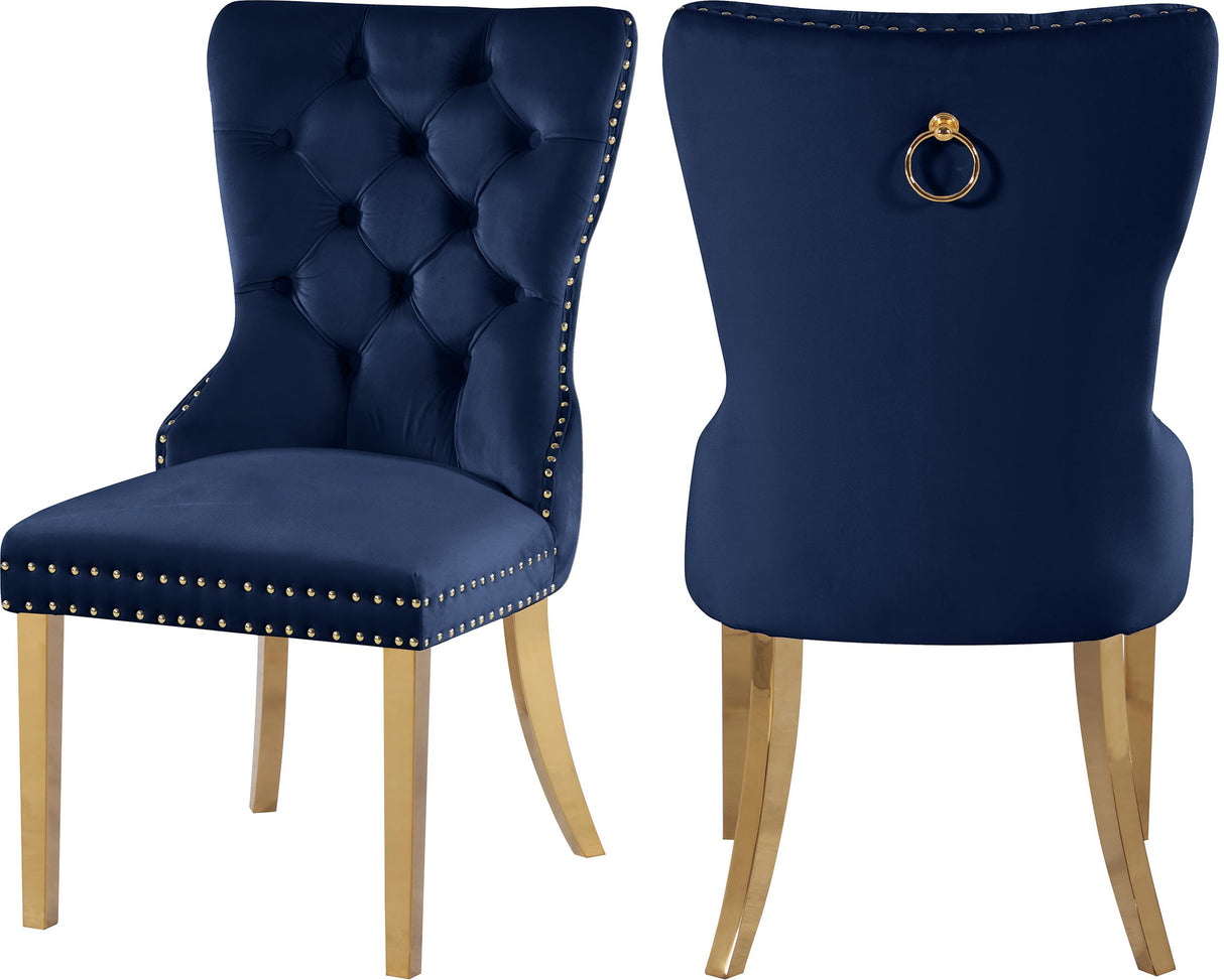 Carmen Navy Velvet Dining Chairs (2) - galleria furniture outlet