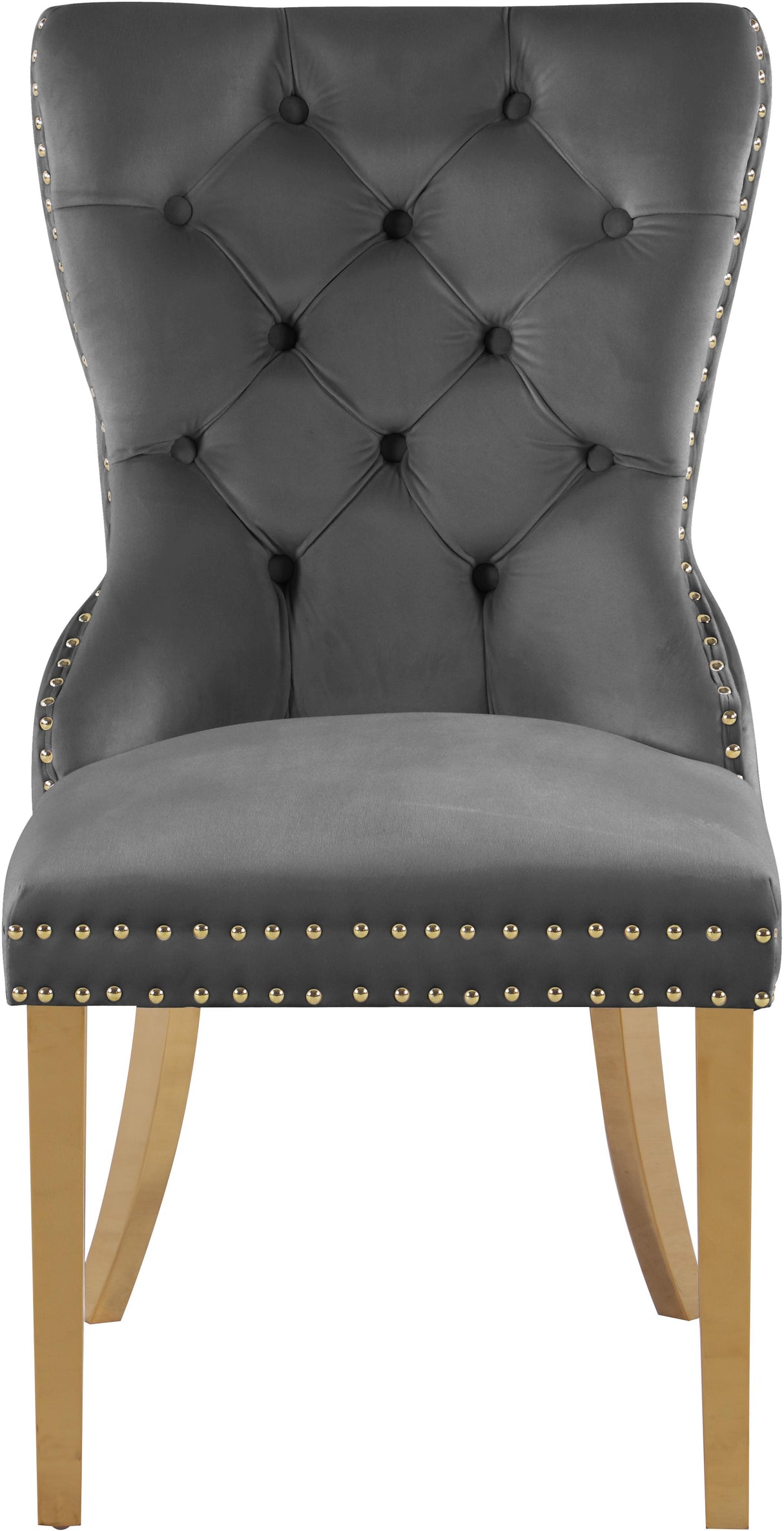 Carmen Grey Velvet Dining Chairs (2) - galleria furniture outlet
