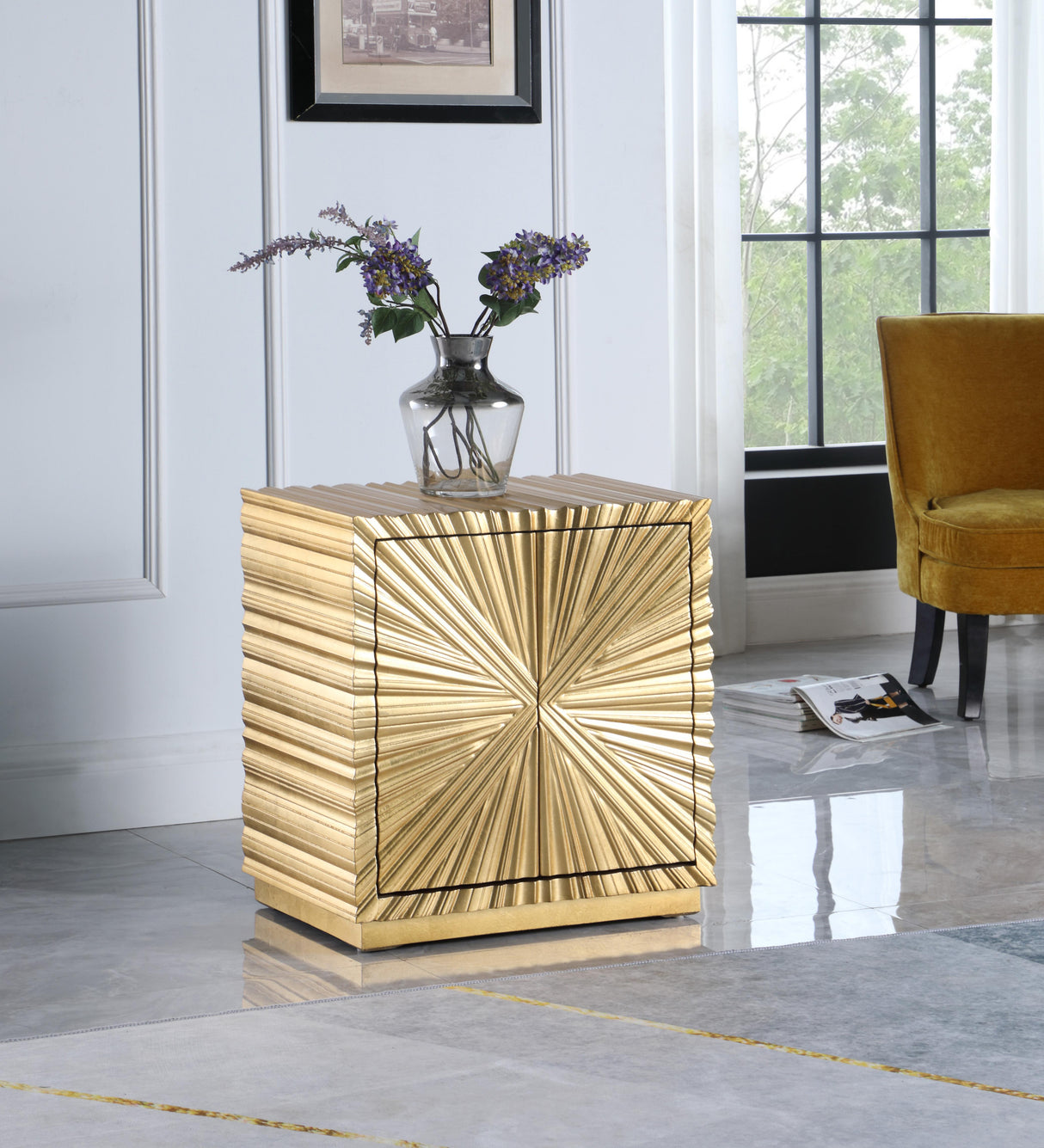 Golda Gold Side Table - galleria furniture outlet