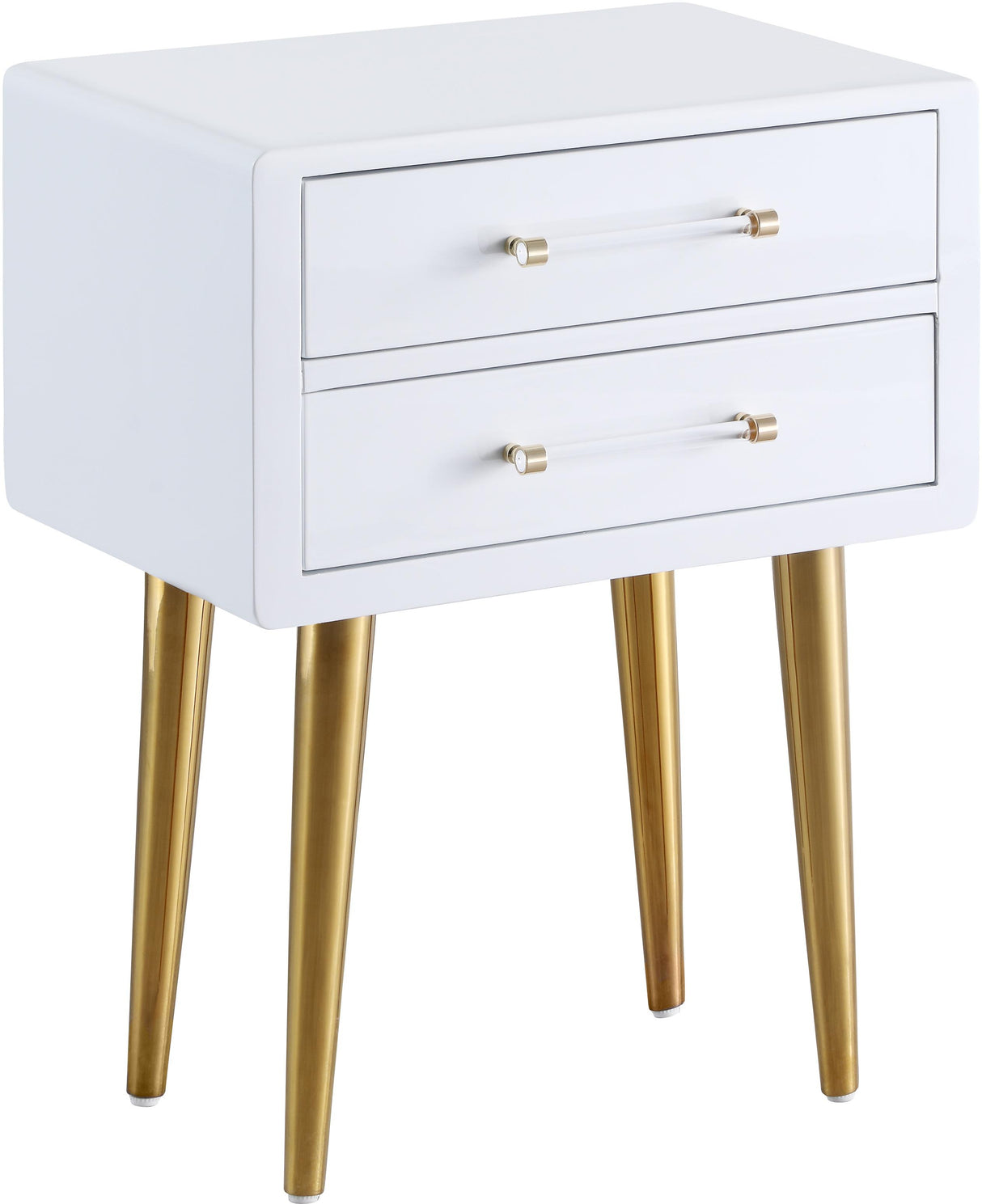 Zane White Laquer with Gold Side Table - galleria furniture outlet