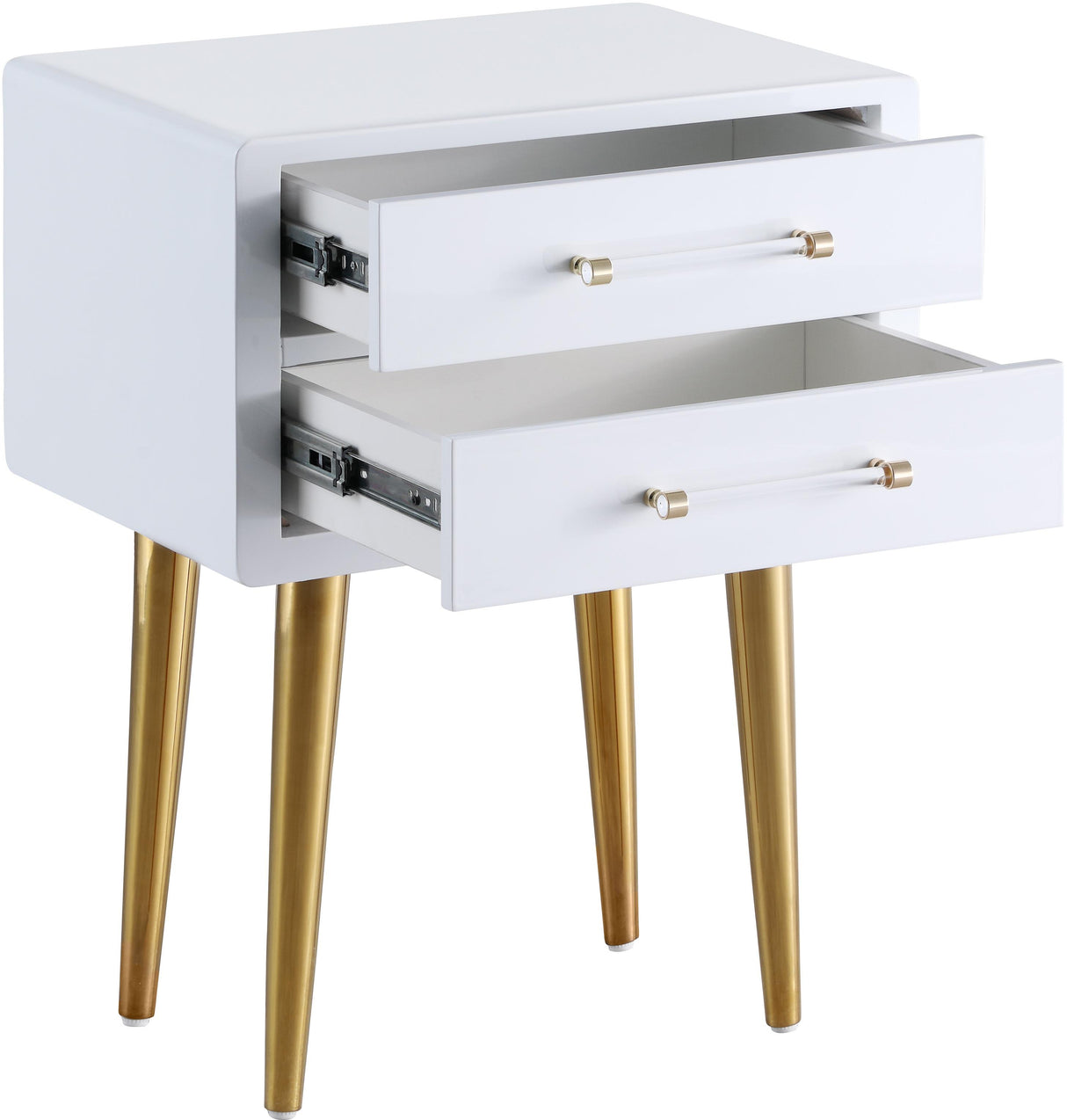 Zane White Laquer with Gold Side Table - galleria furniture outlet
