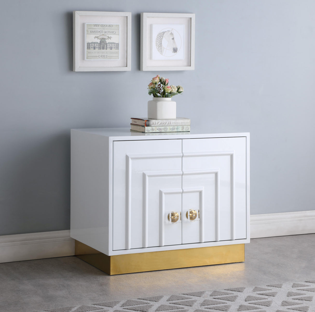 Cosmopolitan White Lacquer Side Table - galleria furniture outlet