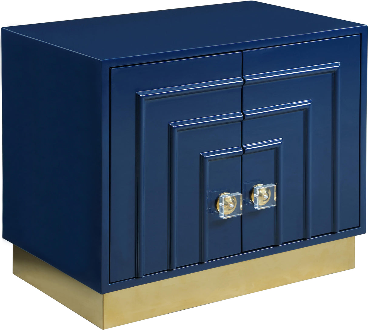 Cosmopolitan Navy Lacquer Side Table - galleria furniture outlet