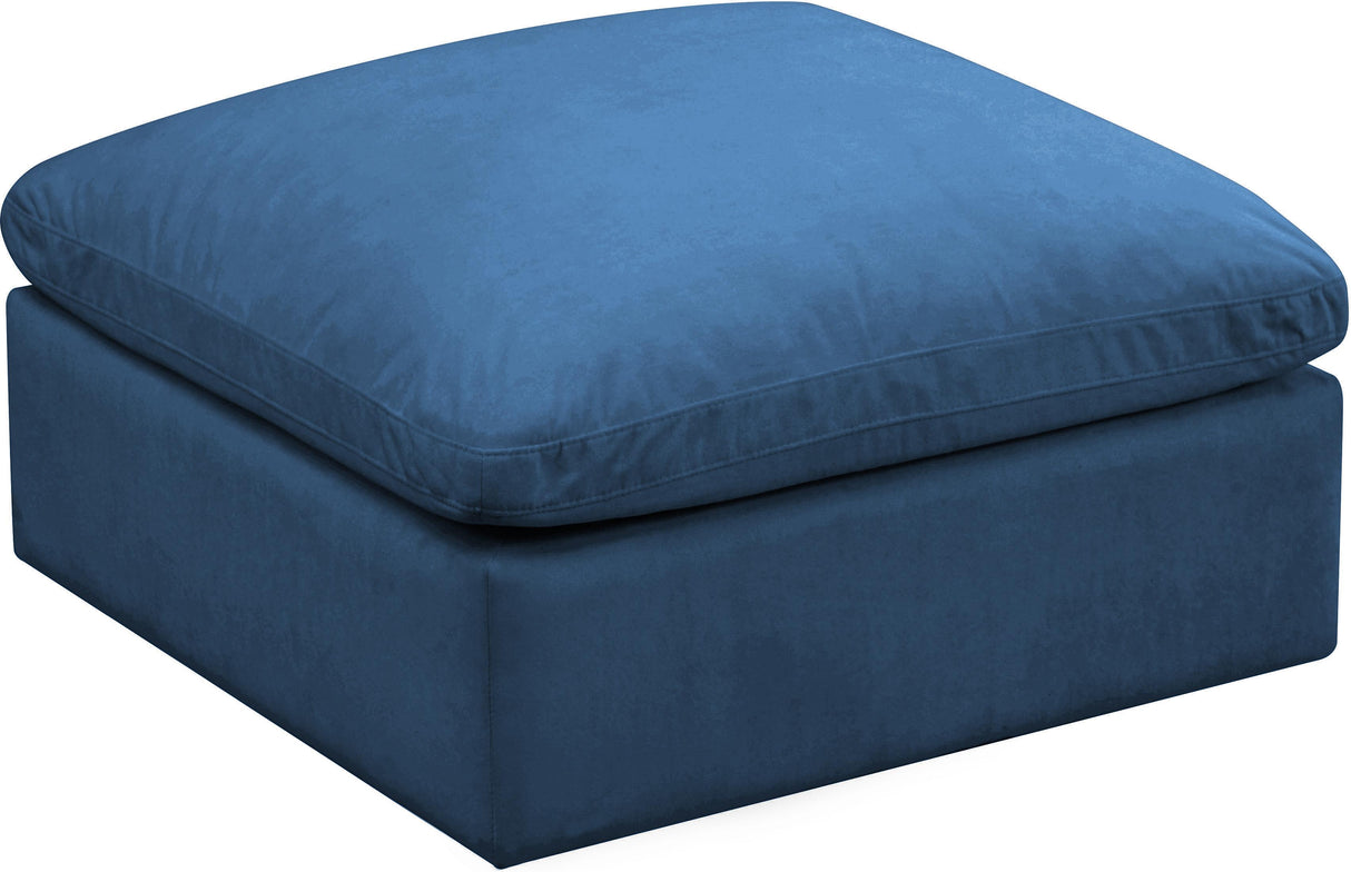 Plush Navy Velvet Standard Cloud Modular Ottoman - galleria furniture outlet
