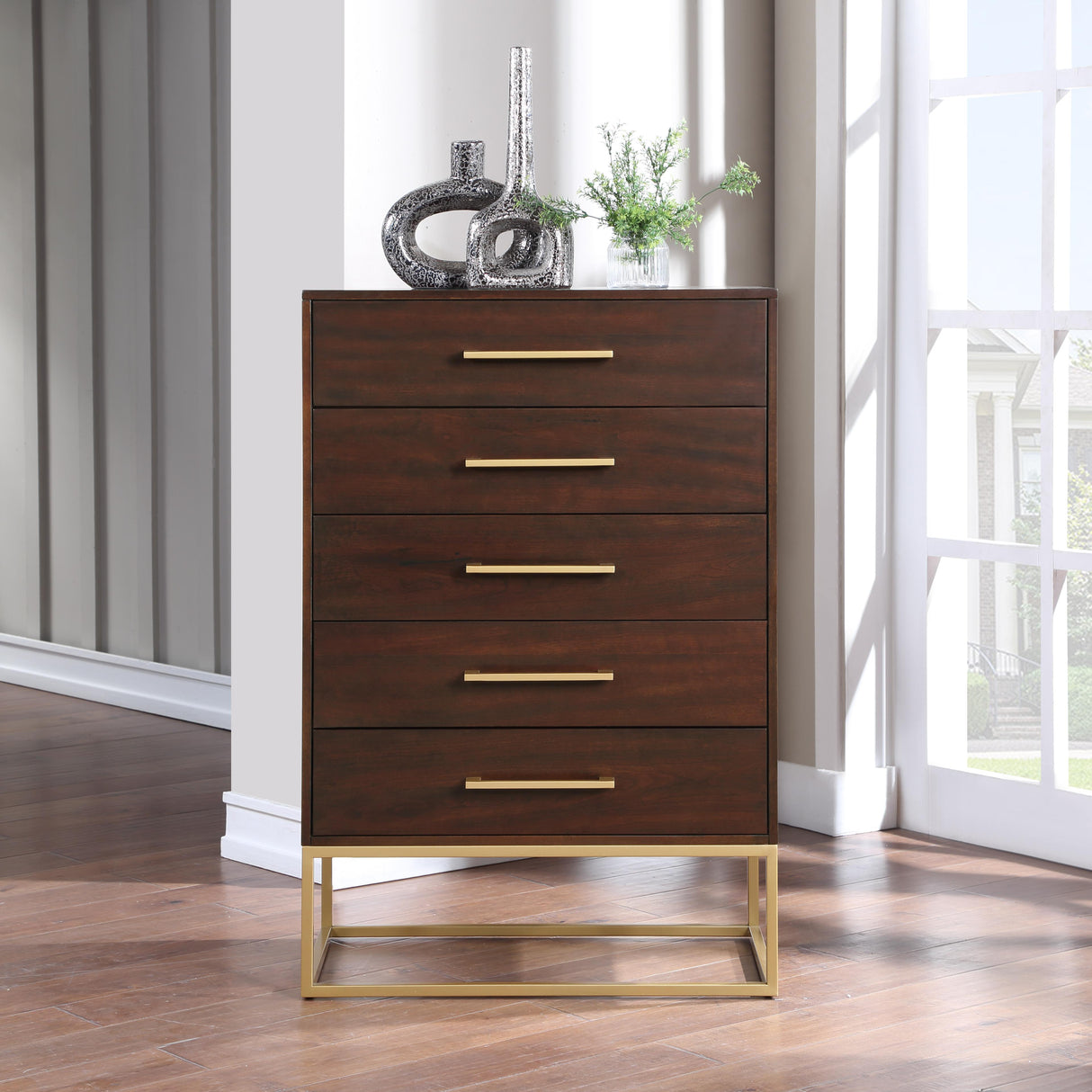Maxine Cherry / Gold Chest - galleria furniture outlet