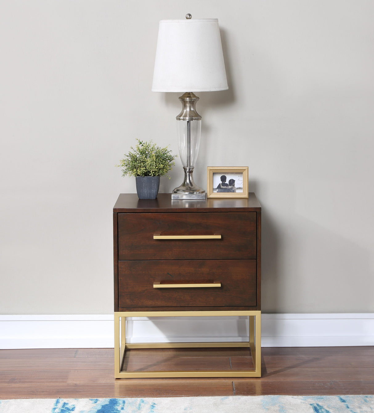 Maxine Cherry / Gold Night Stand - galleria furniture outlet