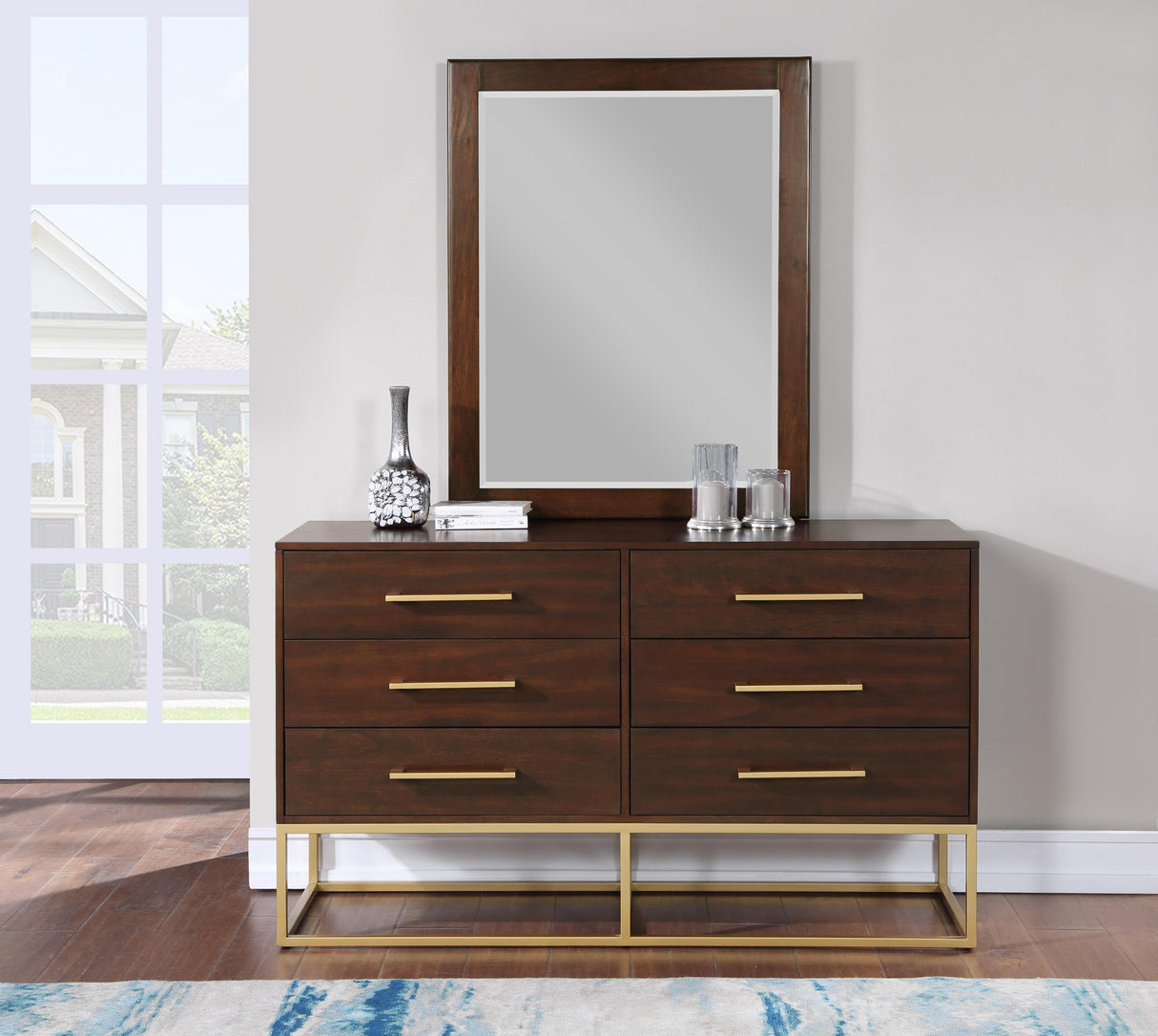Maxine Cherry / Gold Dresser - galleria furniture outlet