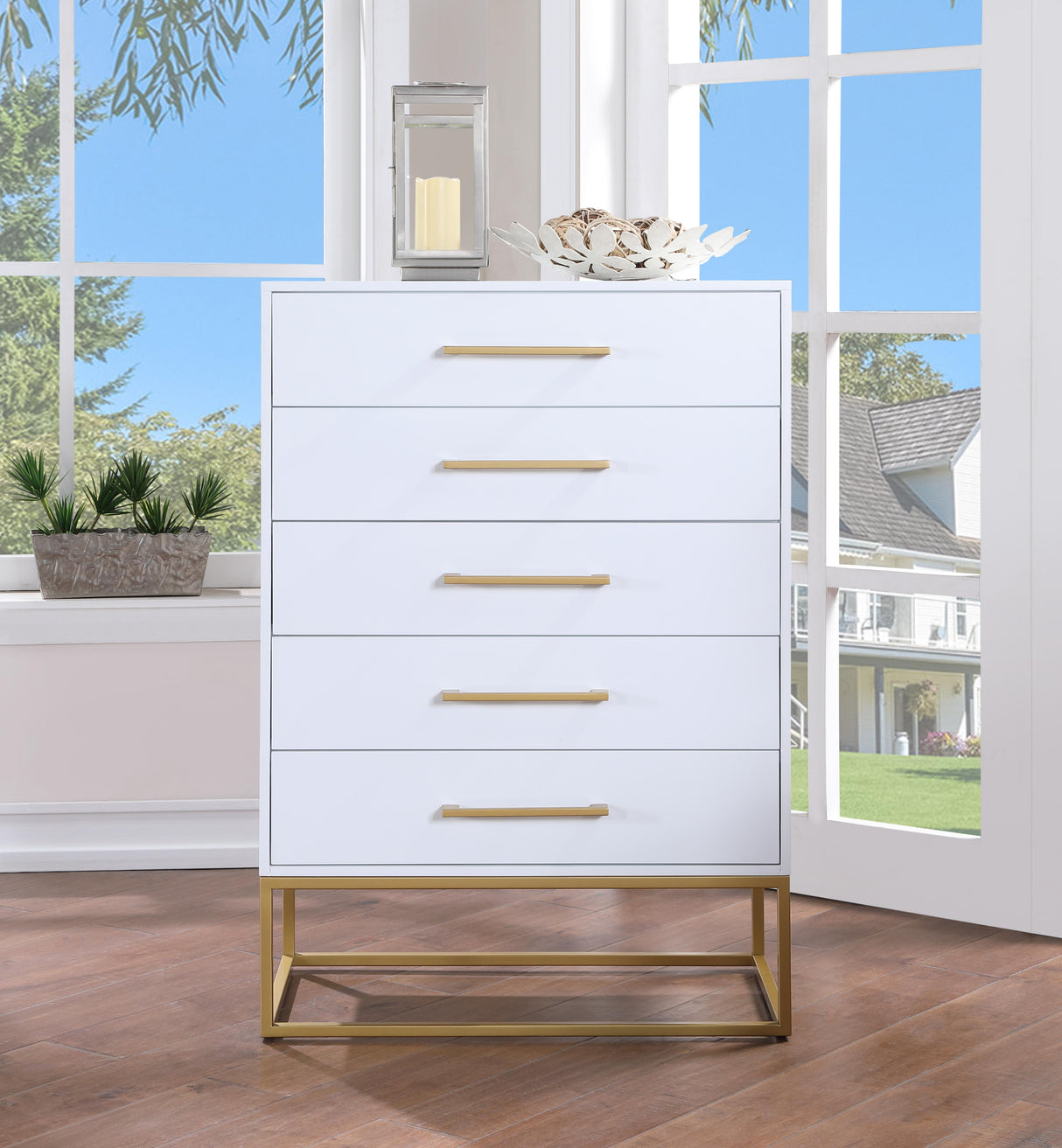 Maxine White / Gold Chest - galleria furniture outlet