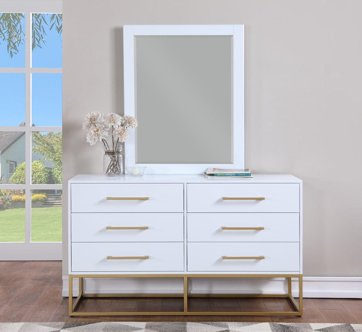 Maxine White / Gold Mirror - galleria furniture outlet