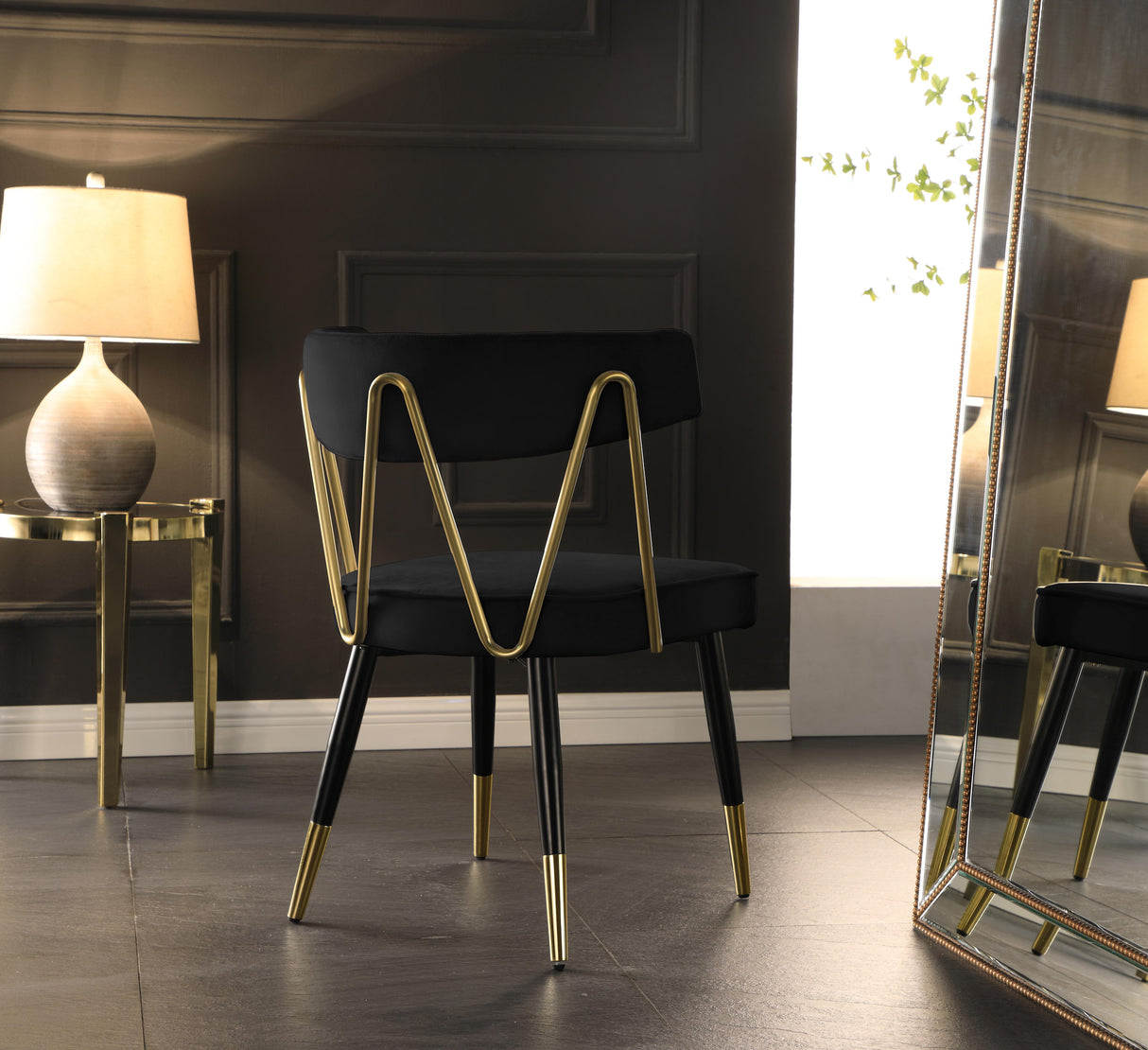 Rheingold Black Velvet Dining Chair - galleria furniture outlet