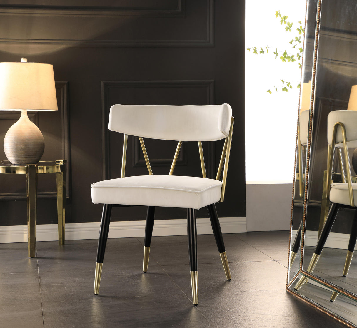 Rheingold Cream Velvet Dining Chair - galleria furniture outlet