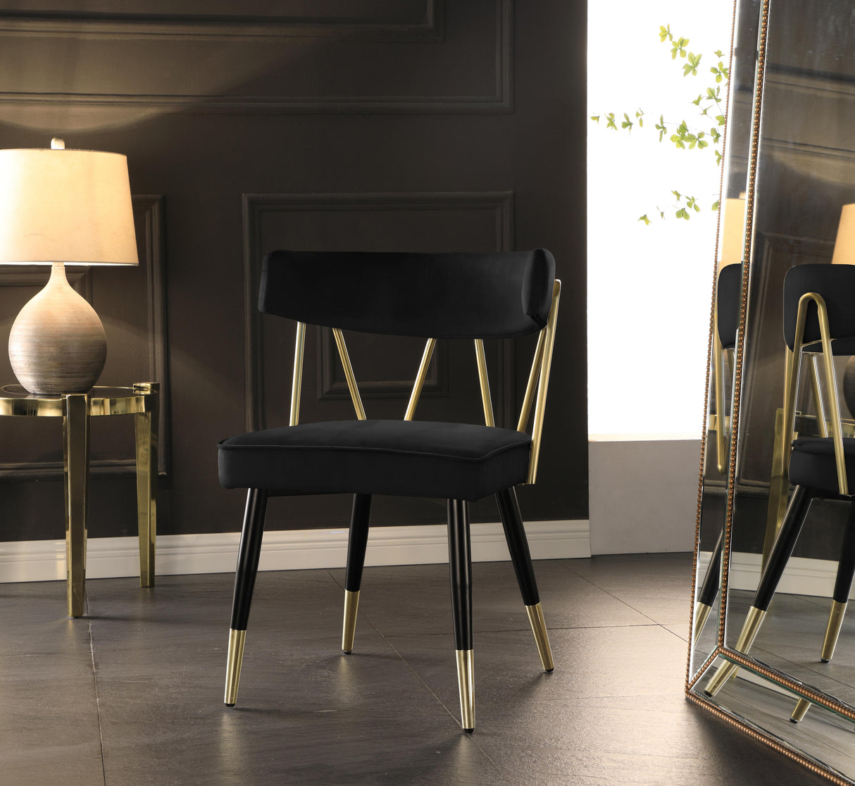 Rheingold Black Velvet Dining Chair - galleria furniture outlet