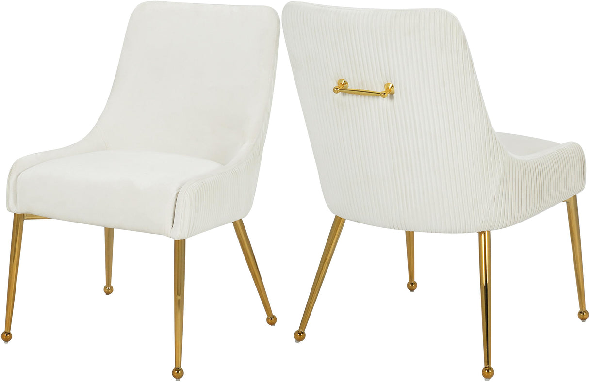 Ace Cream Velvet Dining Chair - galleria furniture outlet