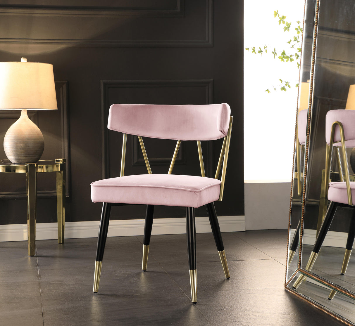 Rheingold Pink Velvet Dining Chair - galleria furniture outlet