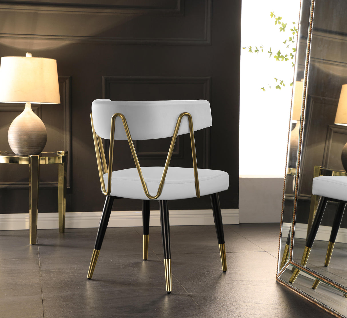 Rheingold White Faux Leather Dining Chair - galleria furniture outlet