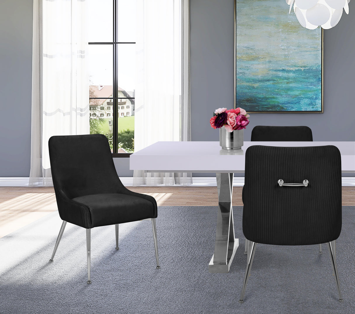 Ace Black Velvet Dining Chair - galleria furniture outlet