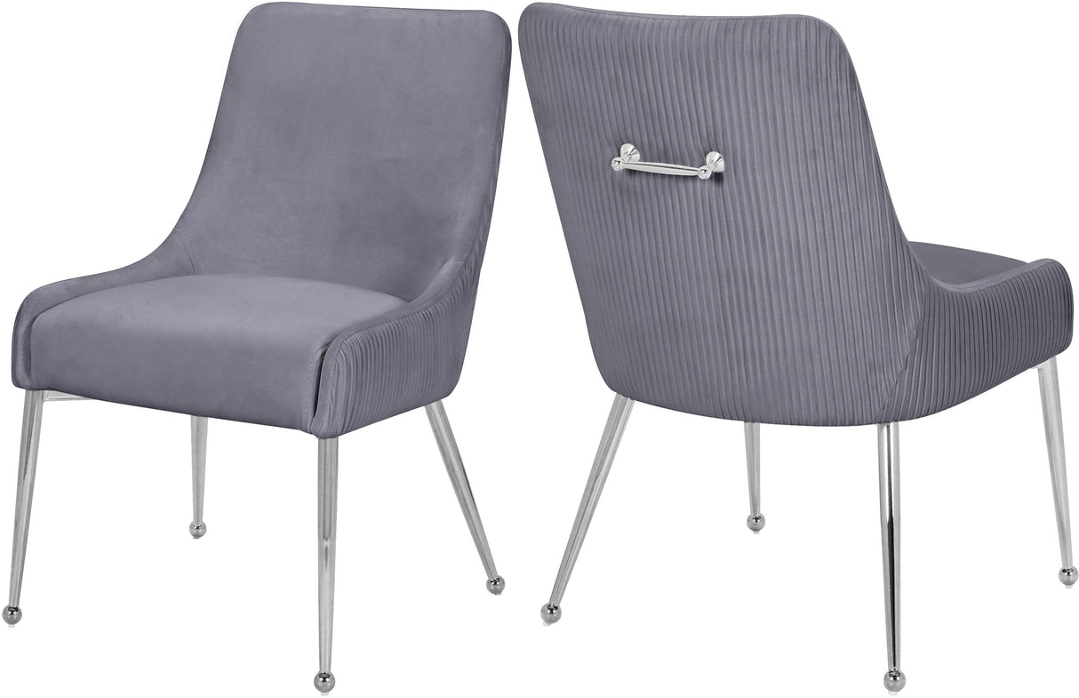 Ace Grey Velvet Dining Chair - galleria furniture outlet