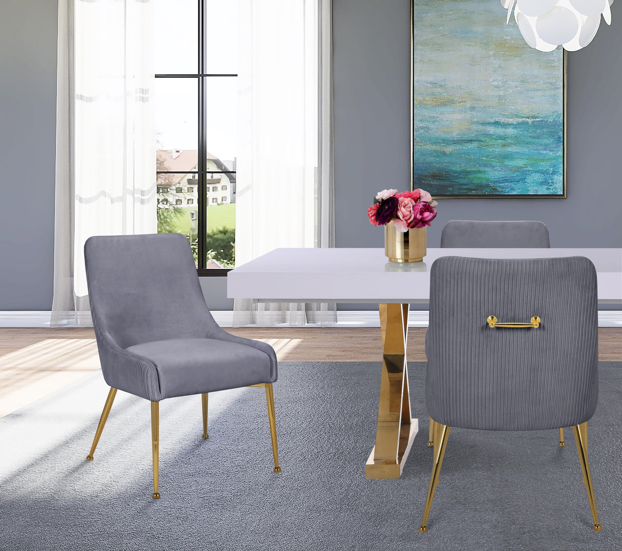 Ace Grey Velvet Dining Chair - galleria furniture outlet