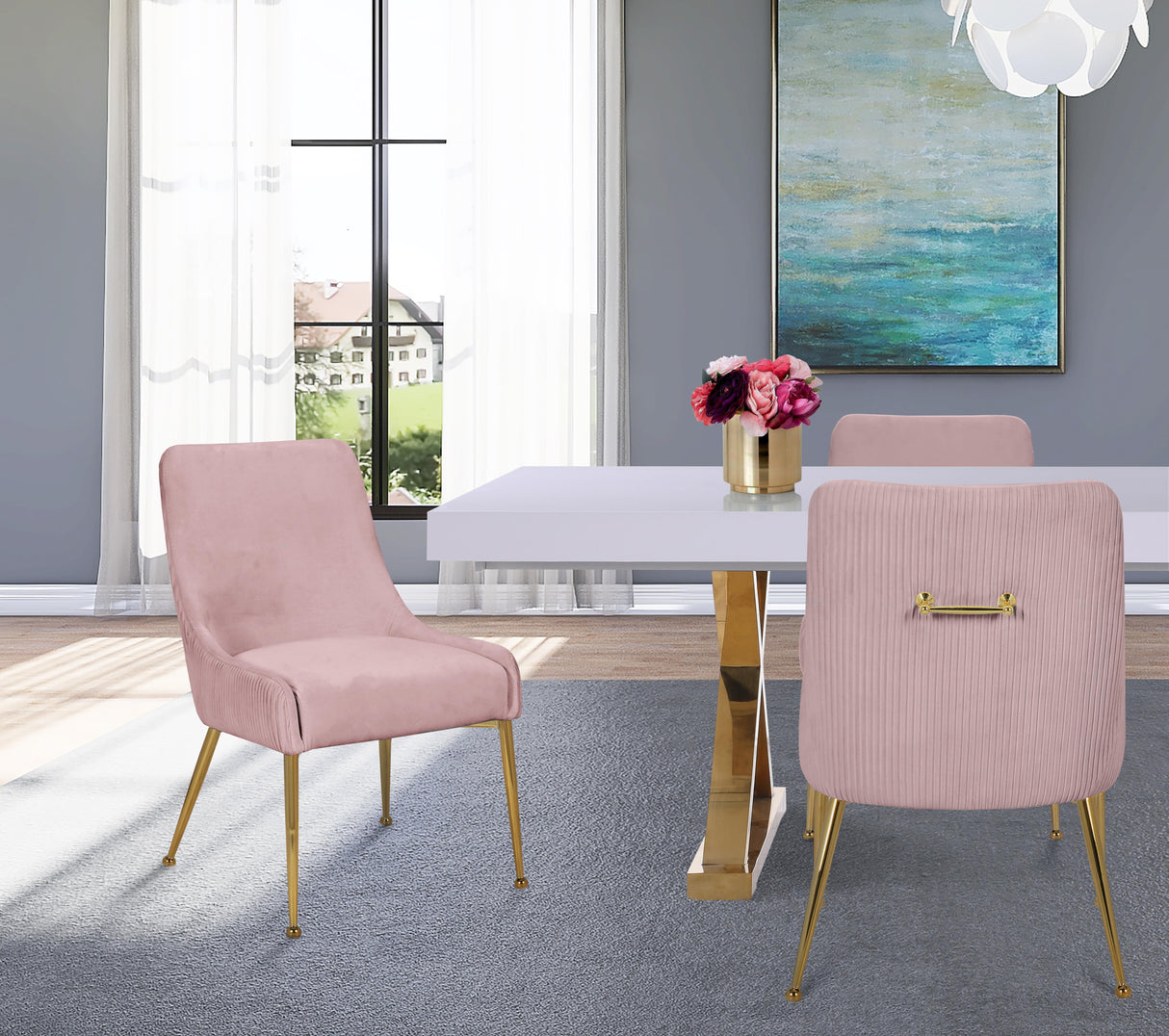 Ace Pink Velvet Dining Chair - galleria furniture outlet