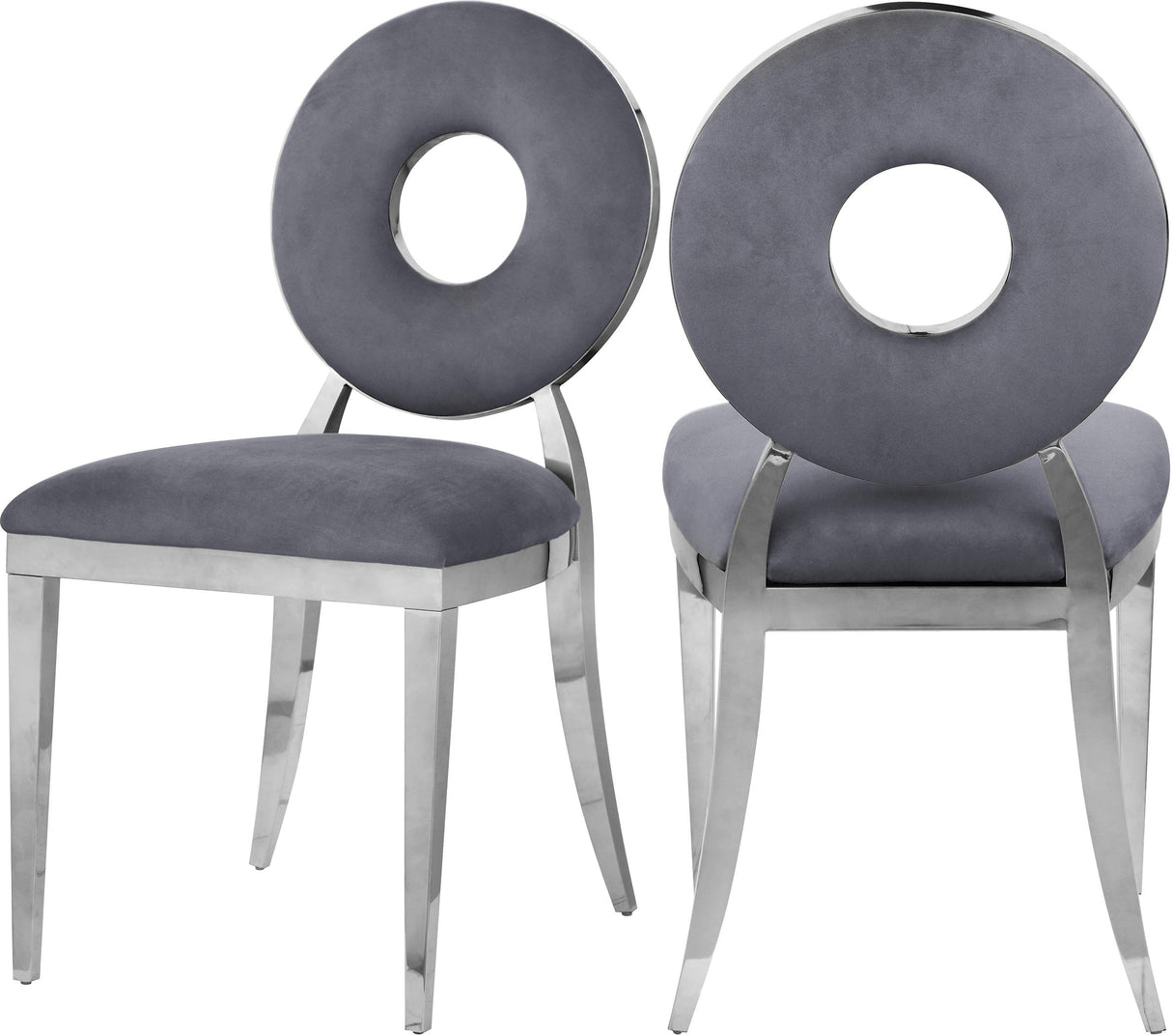 Carousel Grey Velvet Dining Chair - galleria furniture outlet