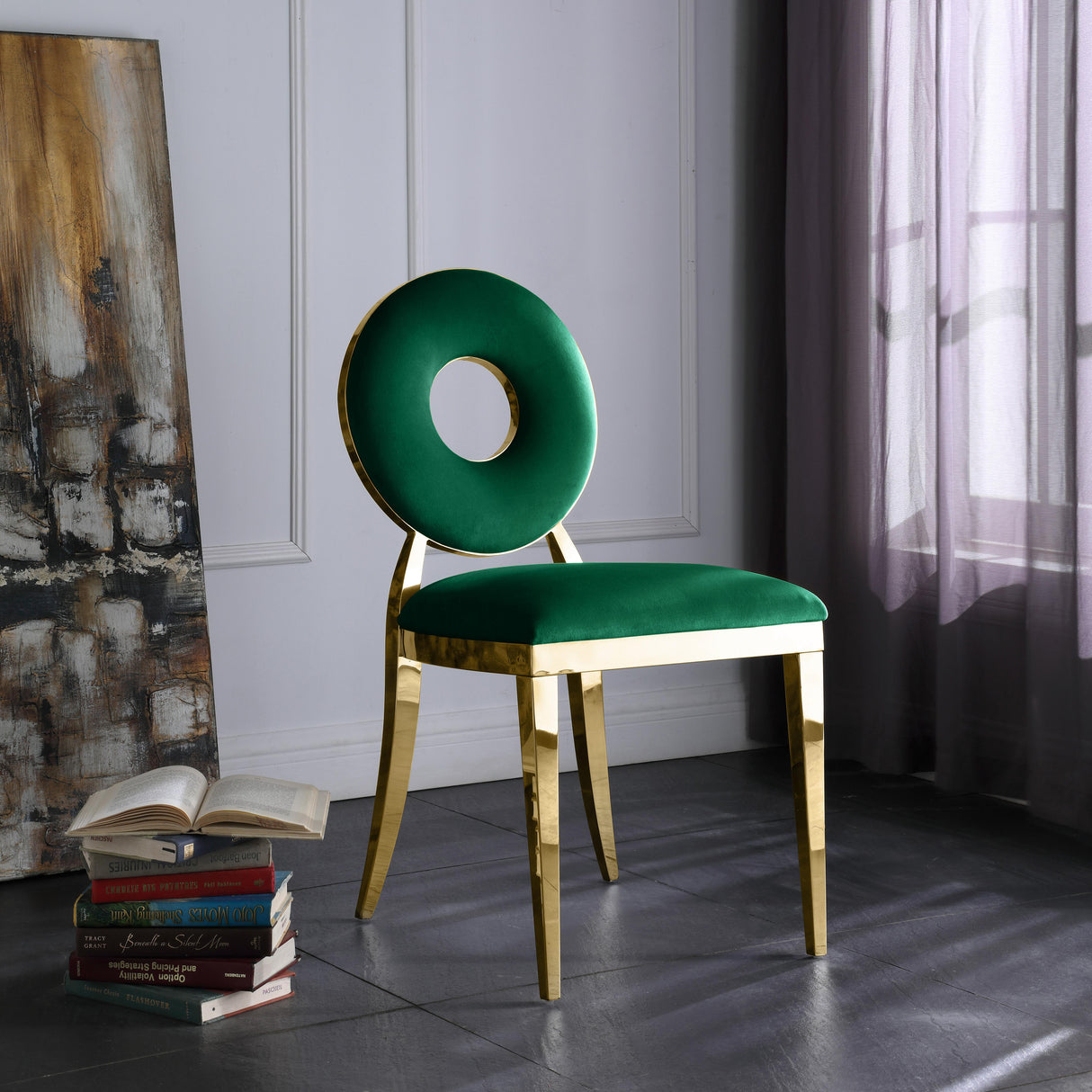 Carousel Green Velvet Dining Chair - galleria furniture outlet