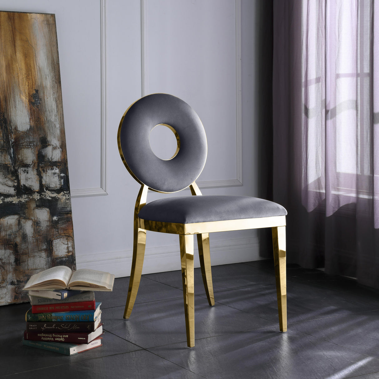 Carousel Grey Velvet Dining Chair - galleria furniture outlet