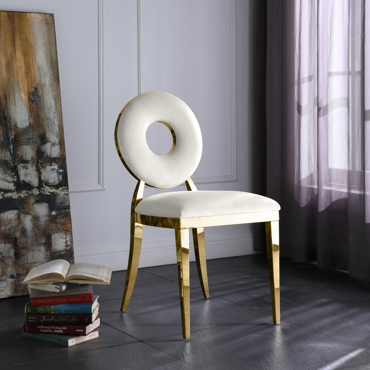 Carousel Cream Velvet Dining Chair - galleria furniture outlet